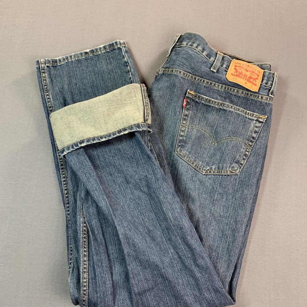 Levis 550 Jeans Mens 44x36 Blue Denim Relaxed Tapered Baggy Y2K Skater Hip Hop - Picture 3 of 13